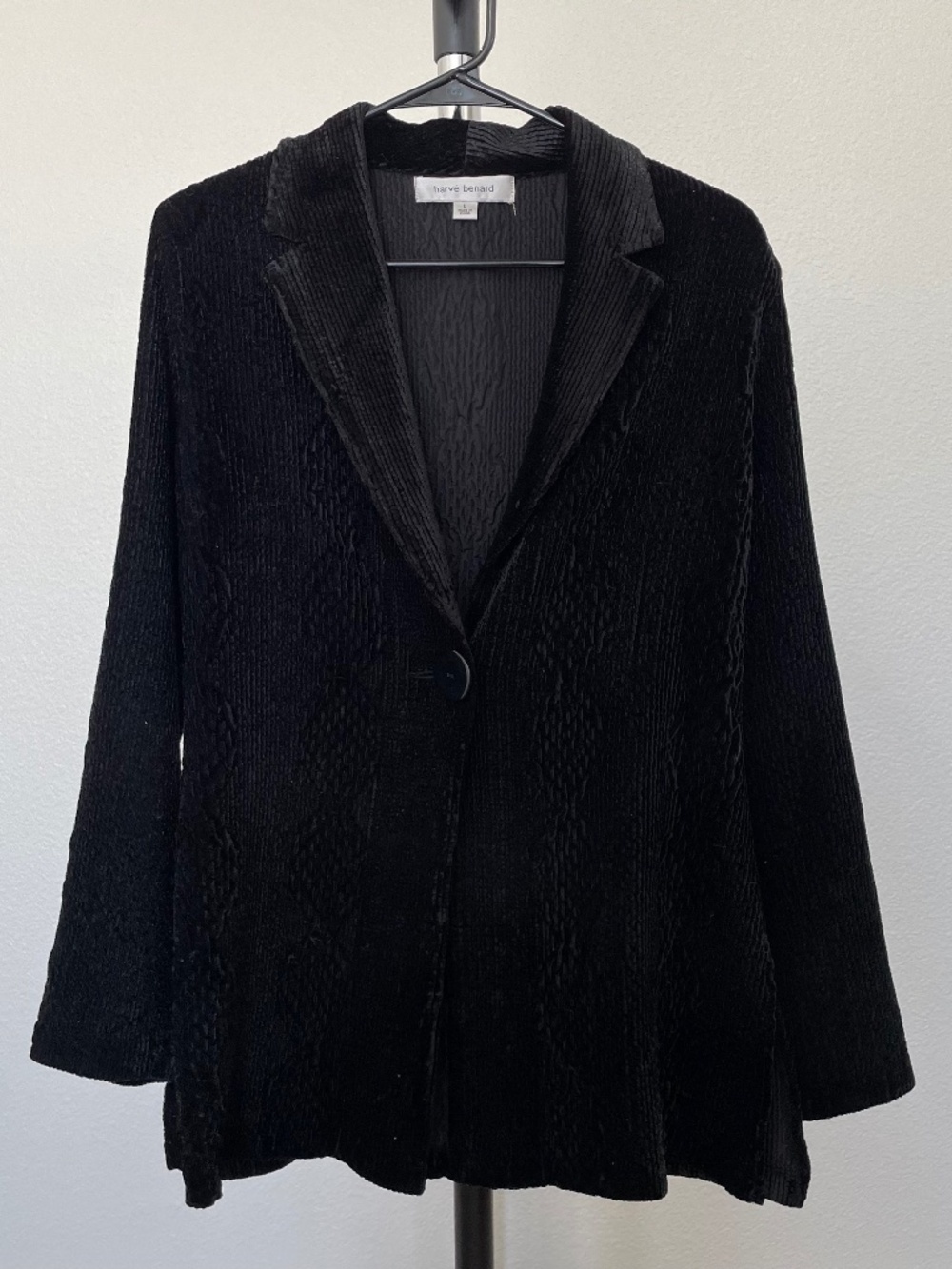 Harve Benard Womenʻs Vintage Black Long Sleeve Textured Blazer Large